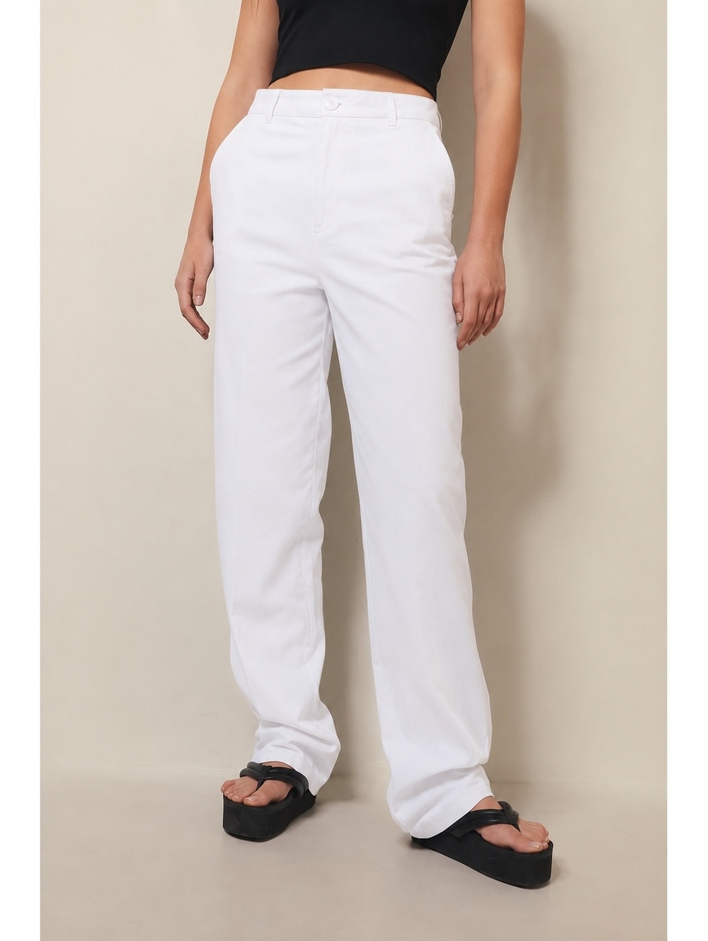 Josefine HJ x NA-KD White High Waist Wide Leg Cotton Pants EU 36 NWT